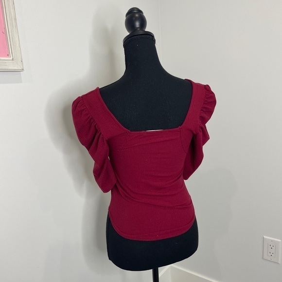 We The Free Red Night Lily Womens Ribbed Square Neck Cropped - Picture 5 of 8